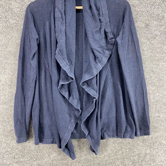 Theory Cardigan Women P Petite Blue Cotton Open Front Long Sleeve Casual Solid - Picture 4 of 9